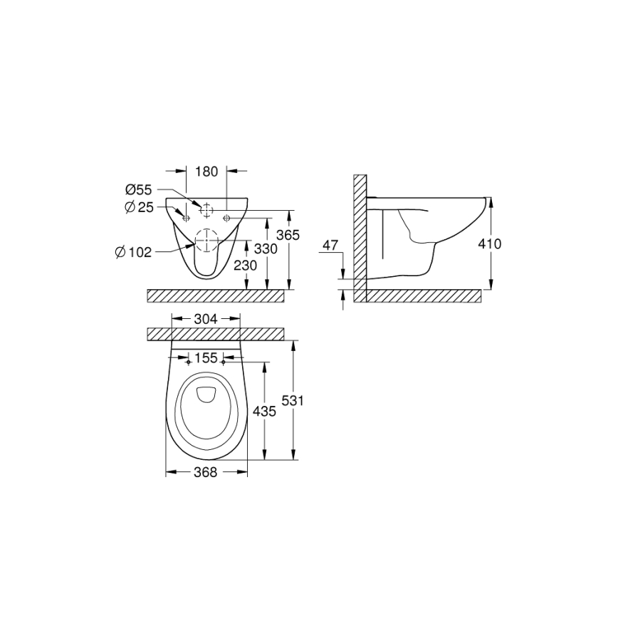 GROHE 39427000 - Inodoro suspendido BAU CERAMIC 368 x 531 mm cerámica/blanco