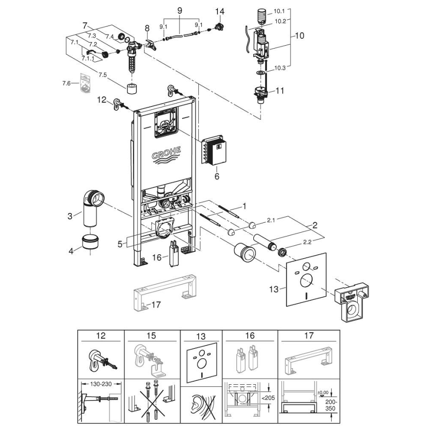 GROHE 39598000 - Módulo para inodoro suspendido RAPID SLX 1,13 m blanco