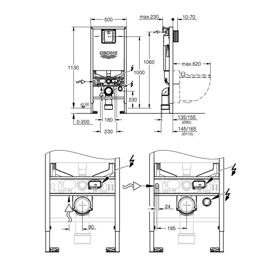 GROHE 39598000 - Módulo para inodoro suspendido RAPID SLX 1,13 m blanco