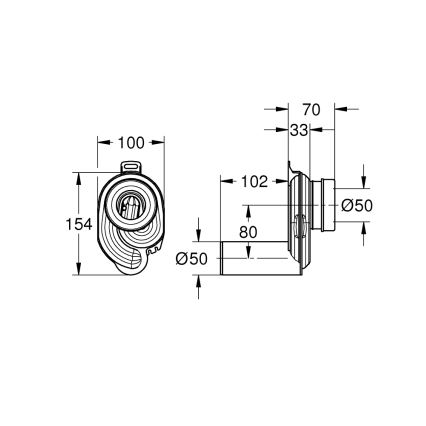GROHE 39732000 - Sifón para urinario BAU CERAMIC, diámetro 50 mm, negro