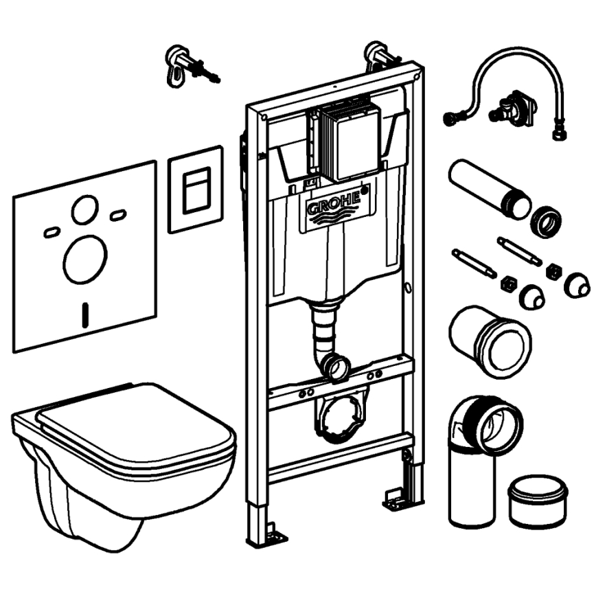 GROHE 39817000 - Kit para inodoro SOLIDO 1,13 m, cerámica/blanco