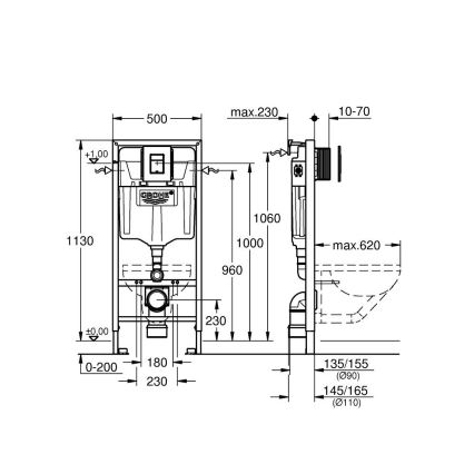 GROHE 39817000 - Kit para inodoro SOLIDO 1,13 m, cerámica/blanco