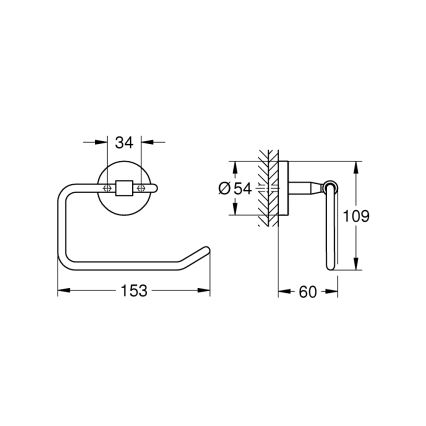 GROHE 40457001 - Soporte para papel higiénico BAUCOSMOPOLITAN, acabado cromo brillante