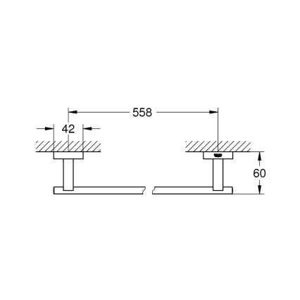 GROHE 40509AL1 - Toallero ESSENTIALS CUBE 600 mm grafito