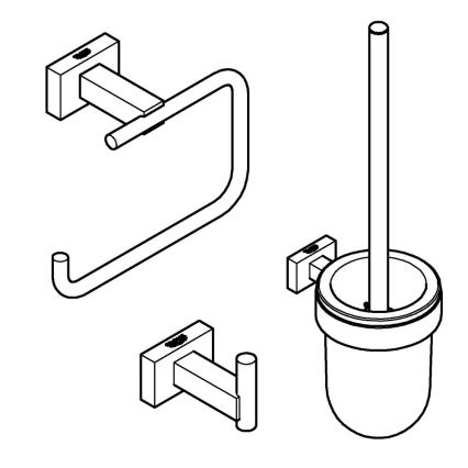 GROHE 40757001 - Juego de accesorios ESSENTIALS CUBE en cromo brillante