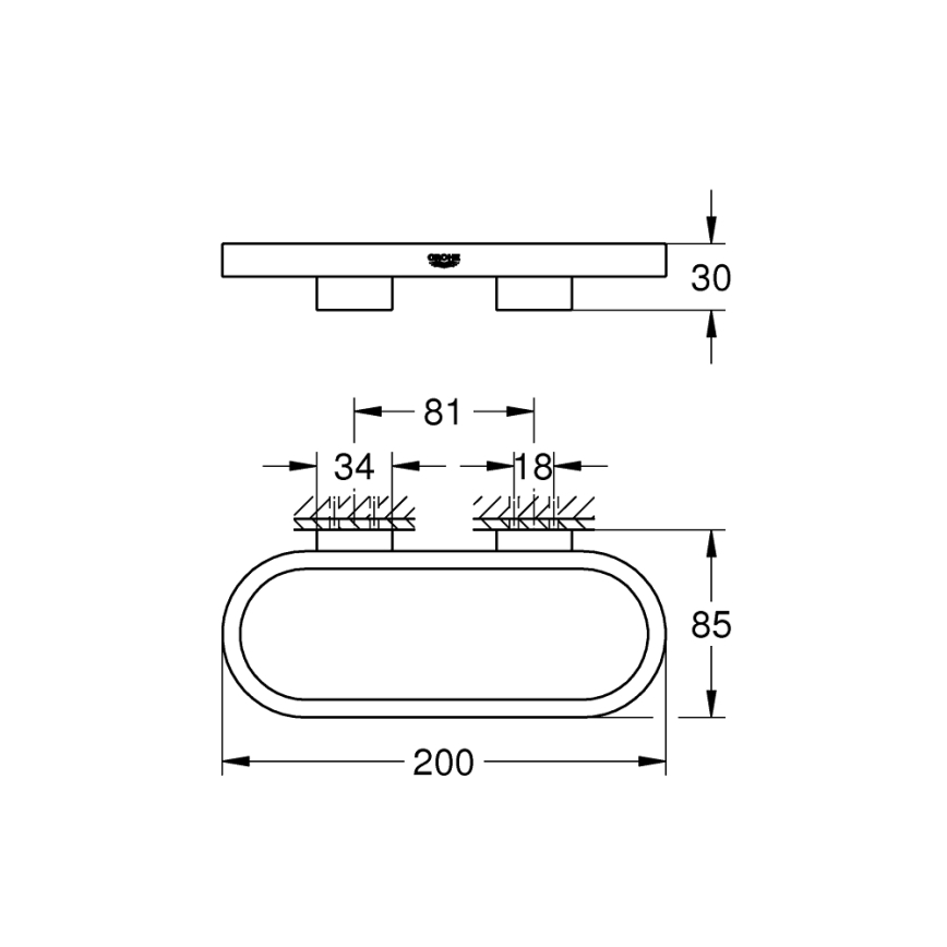 GROHE 41035000 - Toallero SELECTION 200 mm, cromo brillante