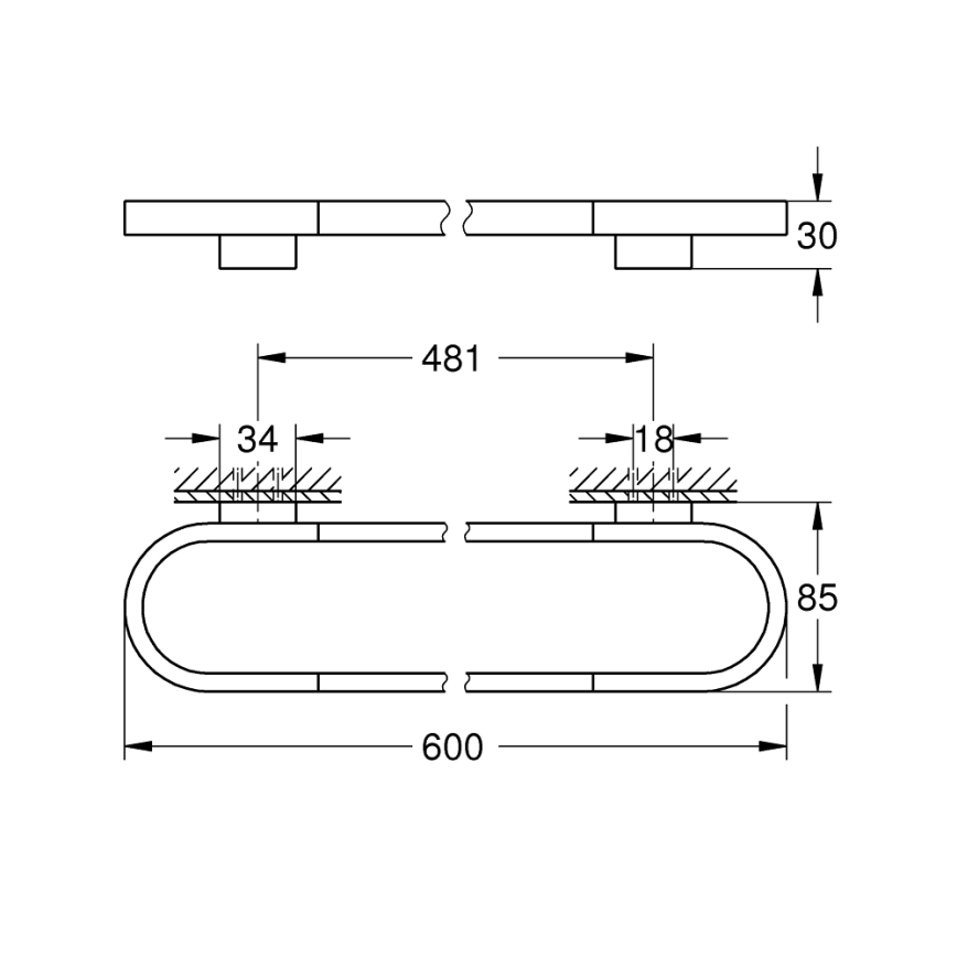 GROHE 41056000 - Toallero SELECTION 600 mm cromo pulido