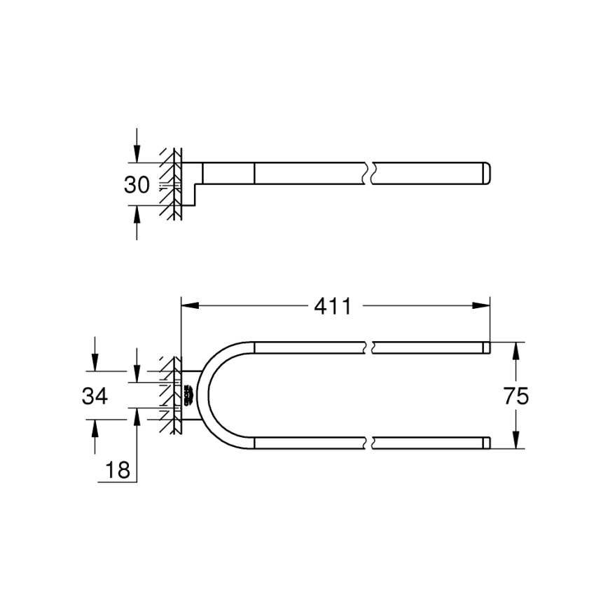 GROHE 41059000 - Toallero doble SELECTION 411 mm cromo brillante
