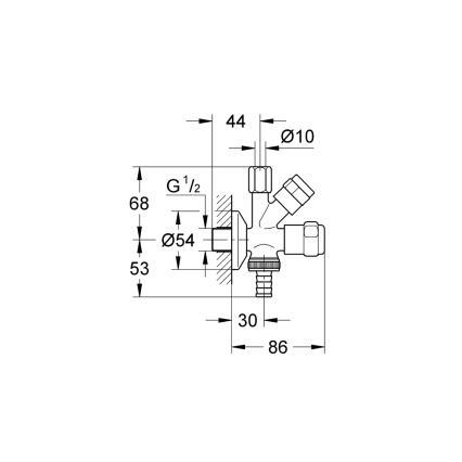 GROHE 41073000 - Válvula angular combinada WAS 12” × 38” cromo brillante
