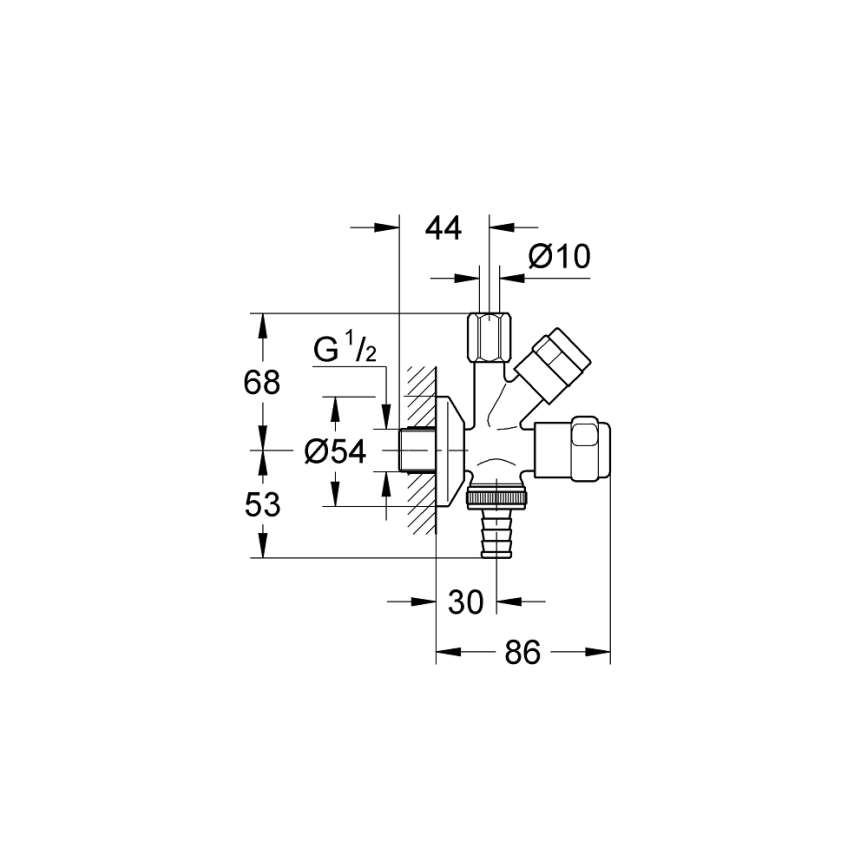 GROHE 41073000 - Válvula angular combinada WAS 12” × 38” cromo brillante
