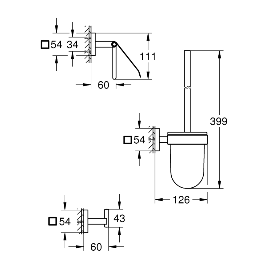 GROHE 411232430 - Juego de accesorios para inodoro 3 en 1 ESSENTIALS negro