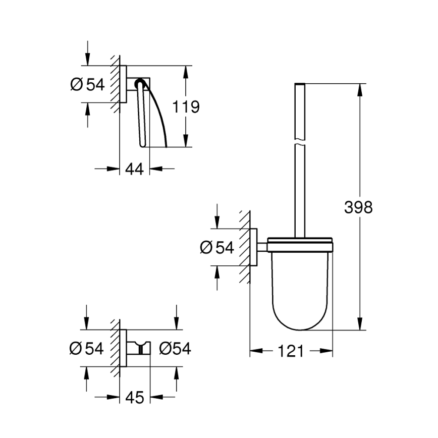 GROHE 41204DC0 - Juego de accesorios para inodoro 3 en 1 START acero inoxidable