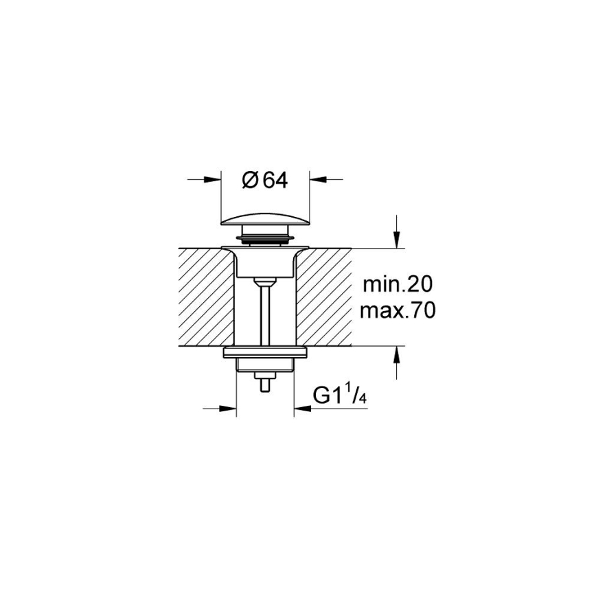 GROHE 65807A00 - Juego de desagüe con tapón para lavabos con rebosadero, acabado grafito