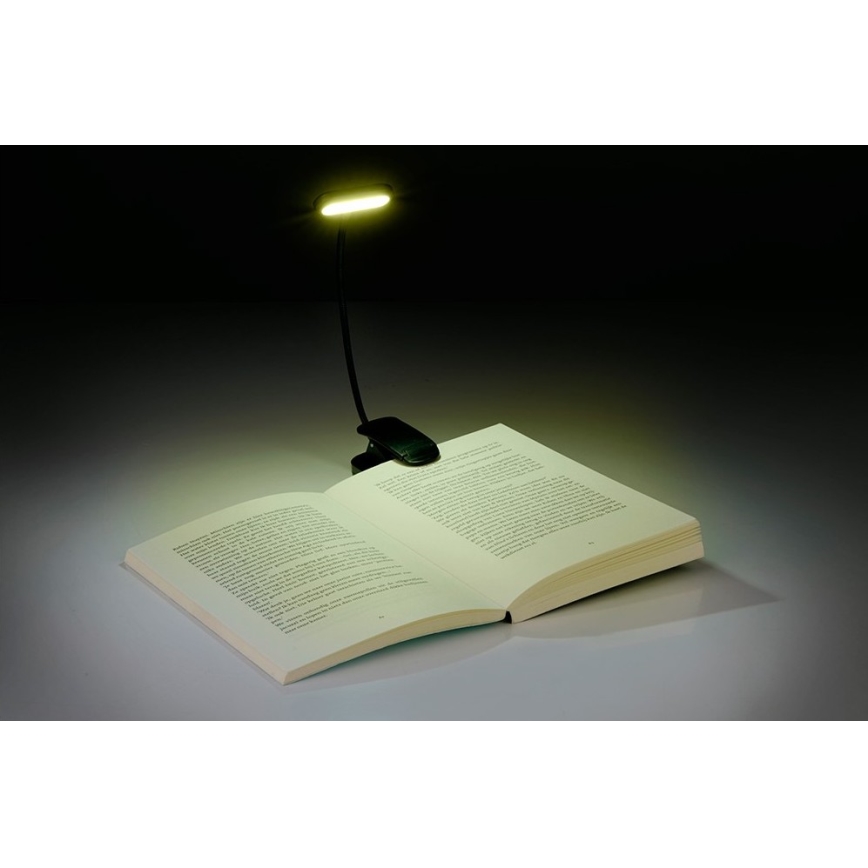 Grundig - Lámpara de mesa recargable con clip LED, 5 V, 400 mAh, negra