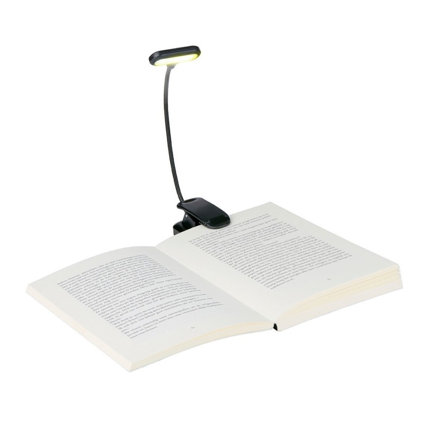 Grundig - Lámpara de mesa recargable con clip LED, 5 V, 400 mAh, negra