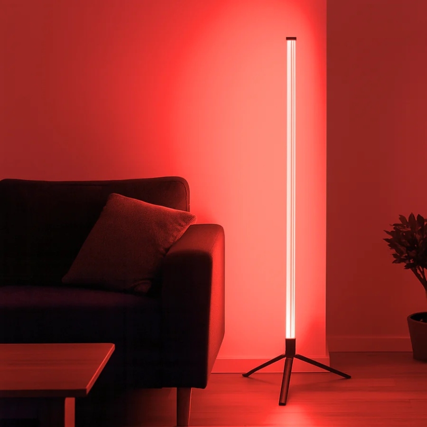 Grundig - Lámpara de pie LED RGBW regulable LED/10W/5V, negra + mando a distancia