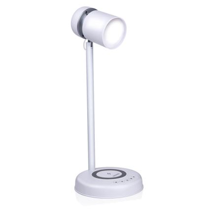 Grundig - Lámpara de mesa LED 3 en 1 con carga inalámbrica y altavoz LED/15W/5V