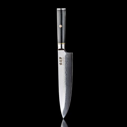 Gudaro - Cuchillo de chef Damasco AKIRO 8, 67 capas de acero, longitud 20 cm, negro