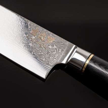 Gudaro - Cuchillo de chef Damasco AKIRO 8, 67 capas de acero, longitud 20 cm, negro