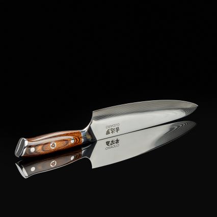 Gudaro - Cuchillo de chef Damasco FENG 8, 67 capas de acero, 20 cm de longitud