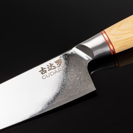 Gudaro - Cuchillo de chef Damasco HIKARI 8, 67 capas de acero, longitud de 20 cm