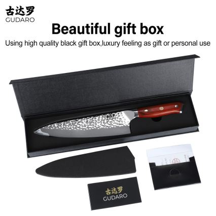 Gudaro - Cuchillo de chef damasco MIYABI 8, 67 capas de acero, longitud 20 cm