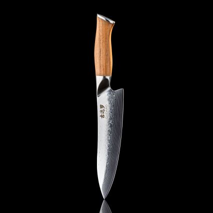 Gudaro - Cuchillo de chef Damasco TAKUMI 8, 67 capas de acero, longitud 20 cm, nogal