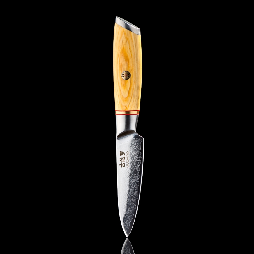 Gudaro - Cuchillo de cocina damasco HIKARI 3,5, 67 capas de acero, longitud de la hoja 9,5 cm