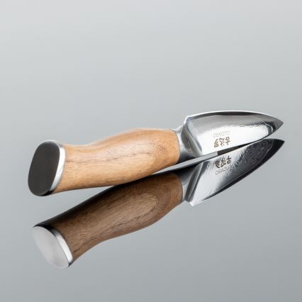 Gudaro - Cuchillo de cocina damasco TAKUMI 3,5, 67 capas de acero, longitud 9,5 cm, mango de nogal