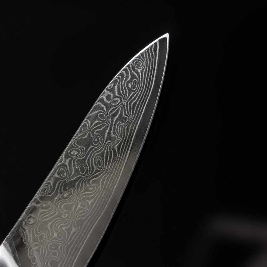 Gudaro - Cuchillo de cocina damasco TAKUMI 3,5, 67 capas de acero, longitud 9,5 cm, mango de nogal