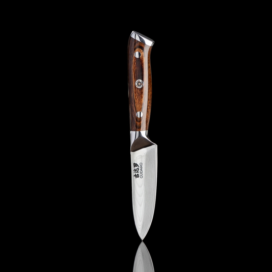 Gudaro - Cuchillo de cocina de damasco FENG 3,5, 67 capas de acero, longitud de 9,5 cm