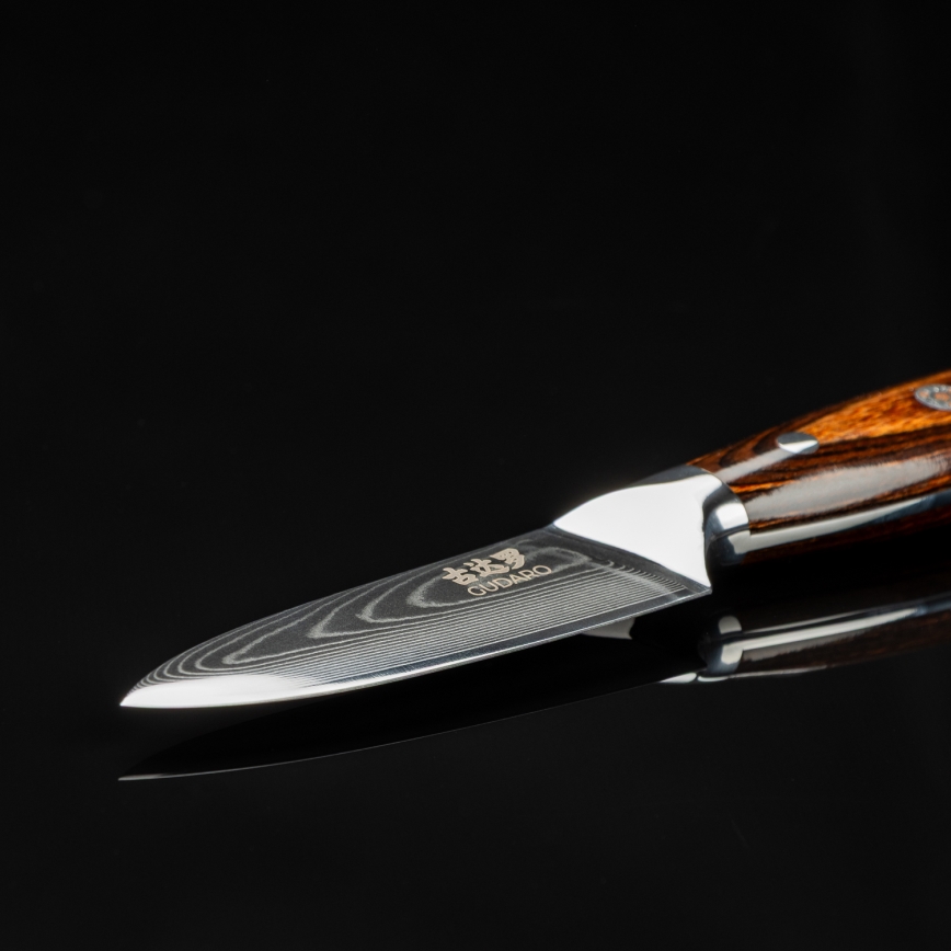 Gudaro - Cuchillo de cocina de damasco FENG 3,5, 67 capas de acero, longitud de 9,5 cm