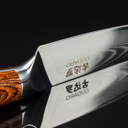 Gudaro - Cuchillo de cocina de damasco FENG 3,5, 67 capas de acero, longitud de 9,5 cm