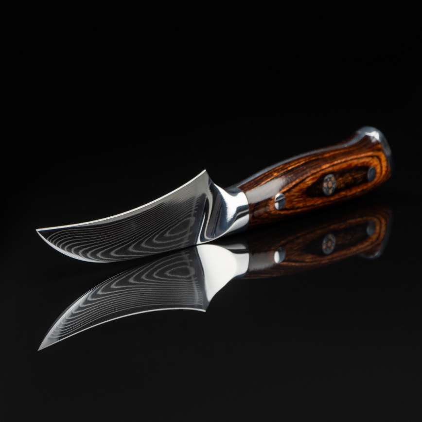 Gudaro -Cuchillo de cocina de damasco para frutas FENG 3,5, acero damasco de 67 capas, longitud 9,5cm