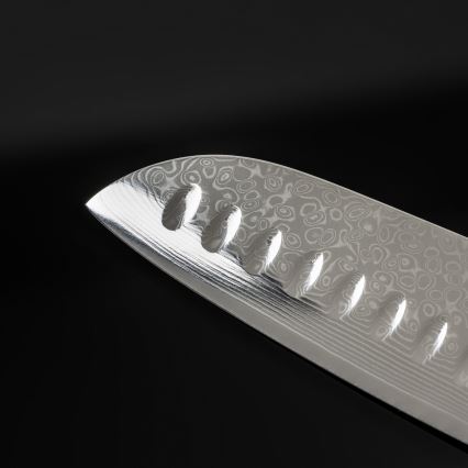 Gudaro - Cuchillo Santoku de cocina KENSHO 7, acero de Damasco de 67 capas, longitud de la hoja 17,5 cm