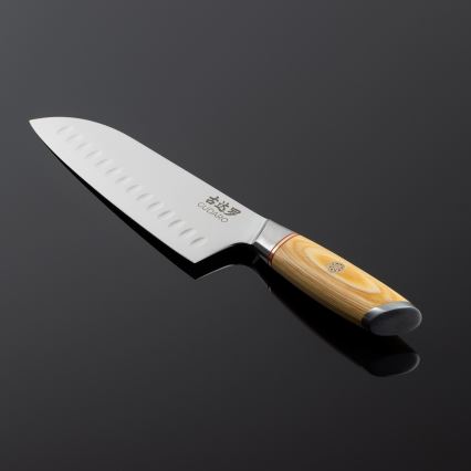 Gudaro - Cuchillo de cocina Santoku de Damasco HIKARI 7, 67 capas de acero, longitud 17,5 cm