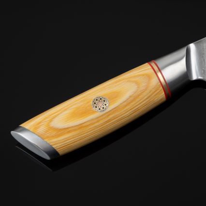 Gudaro - Cuchillo de cocina Santoku de Damasco HIKARI 7, 67 capas de acero, longitud 17,5 cm