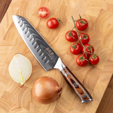 Gudaro - Cuchillo de cocina santoku de damasco FENG 7,5