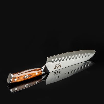 Gudaro - Cuchillo de cocina santoku de damasco FENG 7,5, 67 capas, longitud 18 cm
