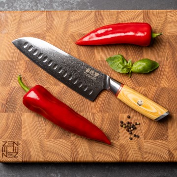 Gudaro - Cuchillo de cocina Santoku de Damasco HIKARI 7