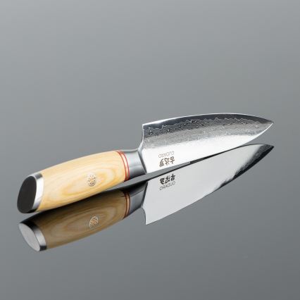 Gudaro - Cuchillo universal de cocina de acero damasco HIKARI 5, forjado en 67 capas, longitud 12,5 cm
