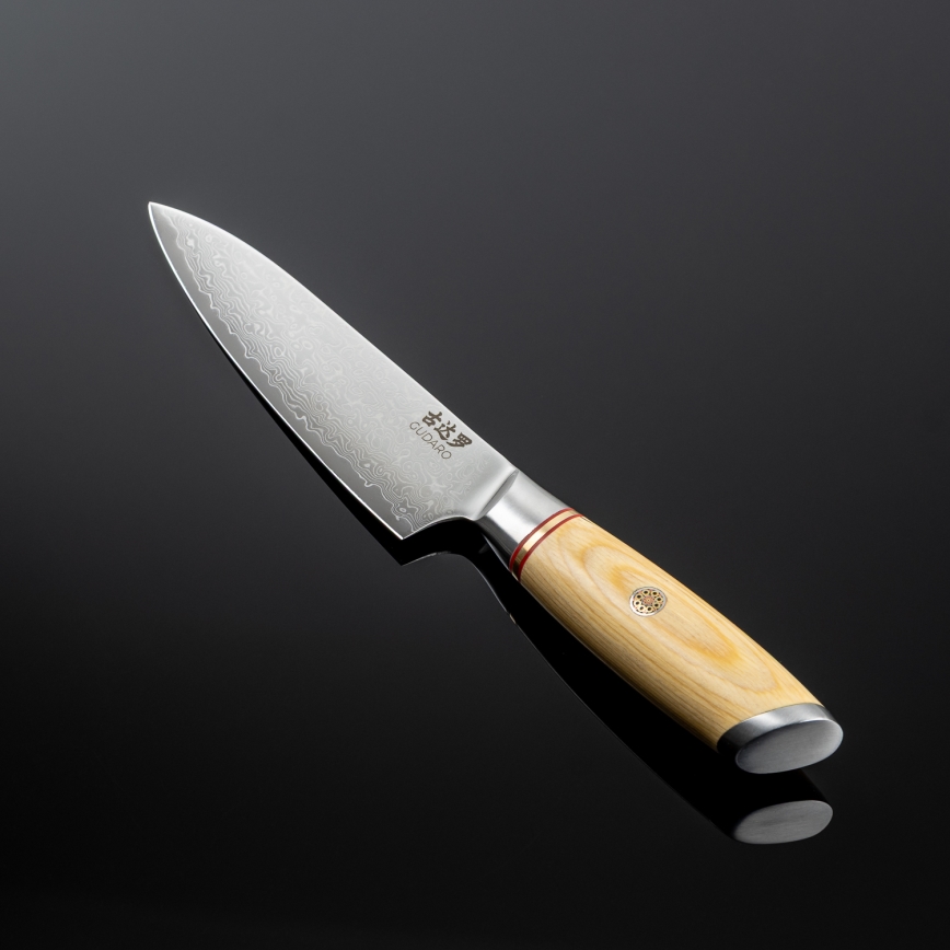 Gudaro - Cuchillo universal de cocina de acero damasco HIKARI 5, forjado en 67 capas, longitud 12,5 cm
