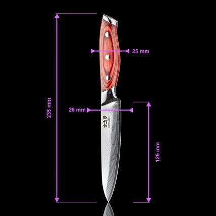 Gudaro - Cuchillo de cocina universal KENSHO 5, de damasco, 67 capas de acero, longitud 12,5 cm