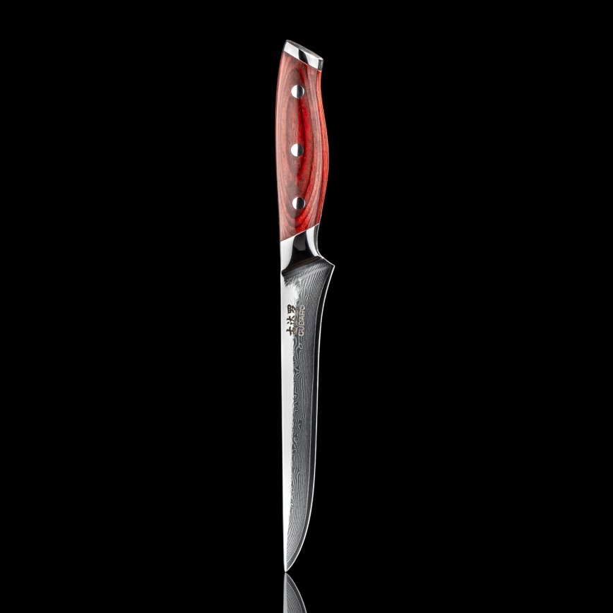 Gudaro - Cuchillo deshuesador KENSHO 6, acero damasco de 67 capas, longitud 15 cm
