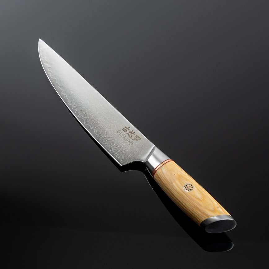 Gudaro - Cuchillo para porcionar HIKARI 8, 67 capas de acero damasco, longitud 20 cm