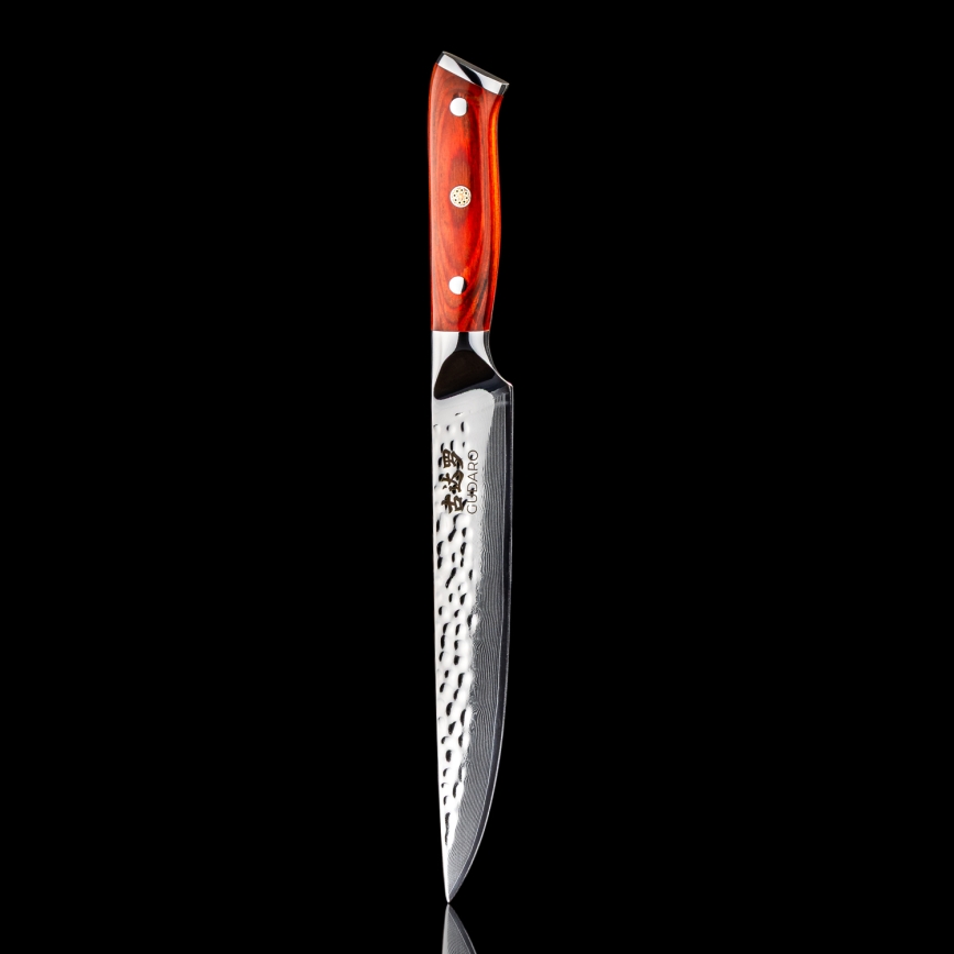 Gudaro - Cuchillo para porcionar MIYABI 8, 67 capas de acero damasco, longitud 20 cm