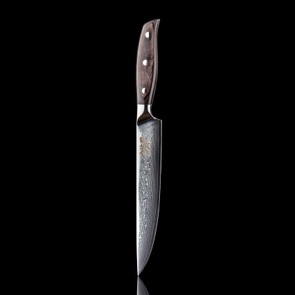 Gudaro - Cuchillo para porcionar SHIRO 8, de acero damasco, 67 capas, longitud 20 cm