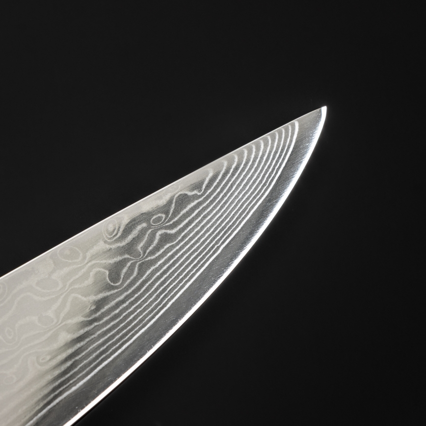Gudaro - Cuchillo para porcionar SHIRO 8, de acero damasco, 67 capas, longitud 20 cm