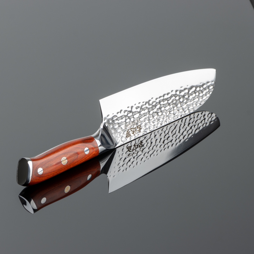 Gudaro - Cuchillo de cocina Santoku MIYABI de Damasco 7, 67 capas de acero, longitud 17,5 cm