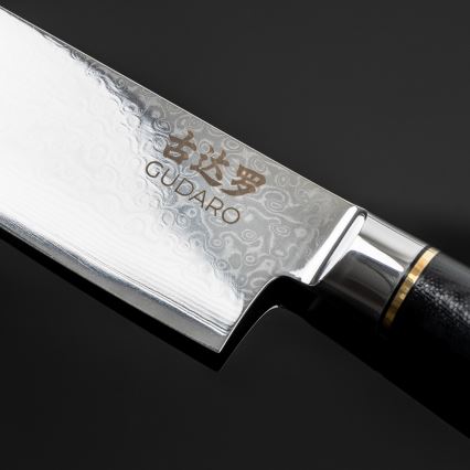 Gudaro - Juego de 3 cuchillos de cocina de acero damasco AKIRO + soporte magnético